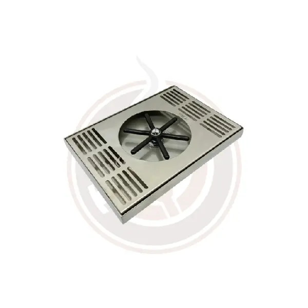 10" X 7" Center-Spray Glass Rinser Drip Tray – Brushed Stainless With Drain 1