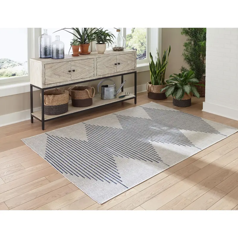 Alverno Textured Area Rug – Neutral Geometric Pattern, Machine-Woven Polypropylene 2