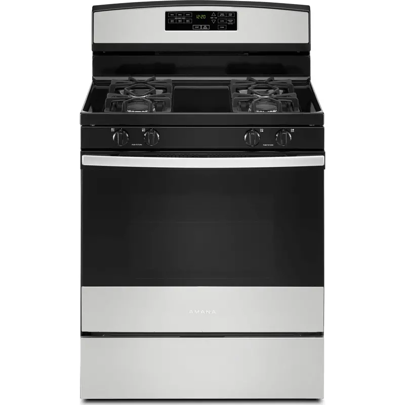 Amana 30-Inch Gas Range – Self-Cleaning Oven, Continuous Grates, Stainless Steel Finish (Agr6603Sms) 1