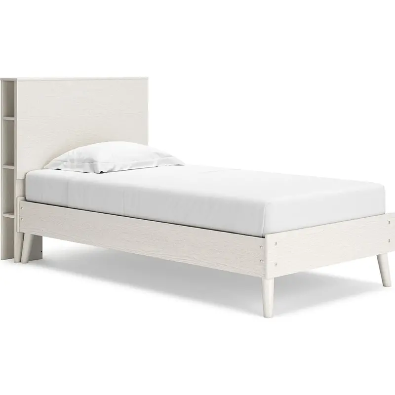 Aprilyn Bookcase Bed – Full-Size Platform Bed With Integrated Shelving And Led Lighting Option 1