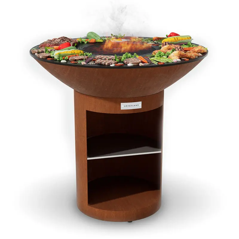 Arteflame Classic 40″ Storage Base Grill – Corten Steel Flat-Top Fire Bowl System 1