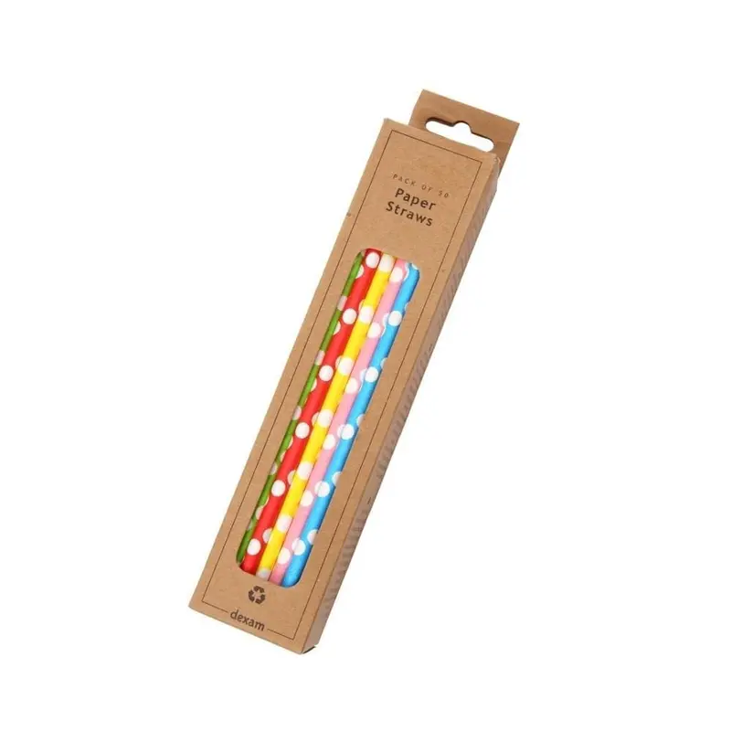 Assorted Polka Dot Paper Straws – 50-Pack Eco-Friendly Set 1