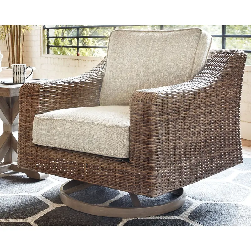 Beachcroft Swivel Outdoor Lounge Chair With Cushions 2