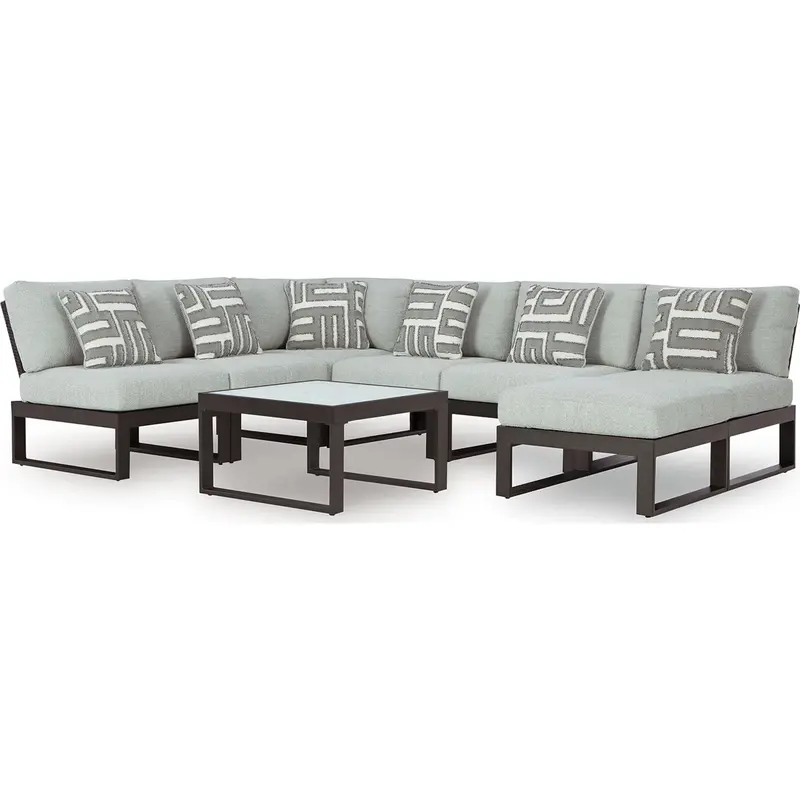 Beachloft Six-Piece Outdoor Sectional With Ottoman, Side Table, And Weather-Resistant Cushions 1