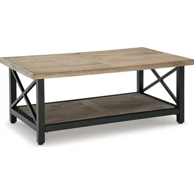 Bristenfort Rectangular Coffee Table With Tempered Glass Top And Metal Frame 1