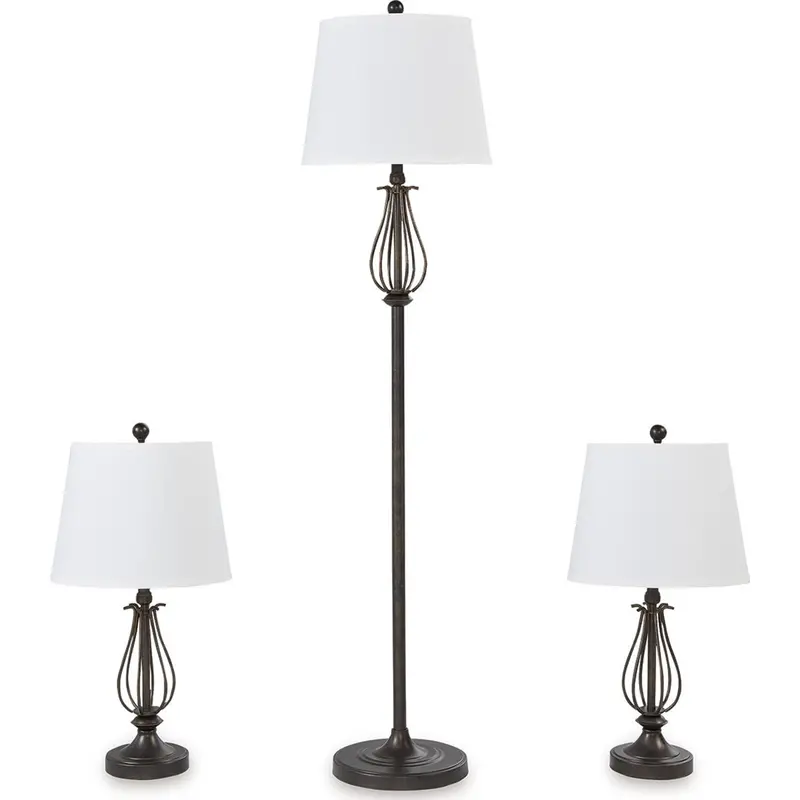 Brycestone 3-Light Lamp Set – 2 Table Lamps + 1 Floor Lamp, Cohesive Design 1