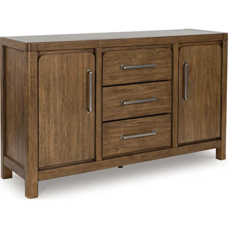 Cabalynn Dining Server – Traditional Wooden Sideboard With Glass Cabinets 1