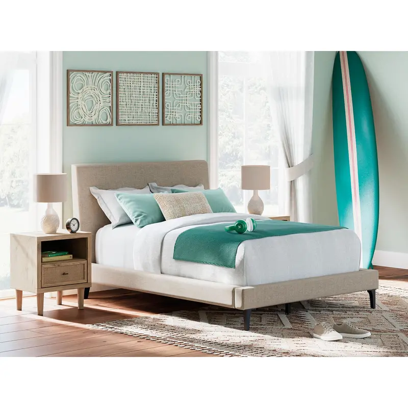 Cielden Full Upholstered Bed – Soft-Touch Fabric Frame With Button-Tufted Detailing 2