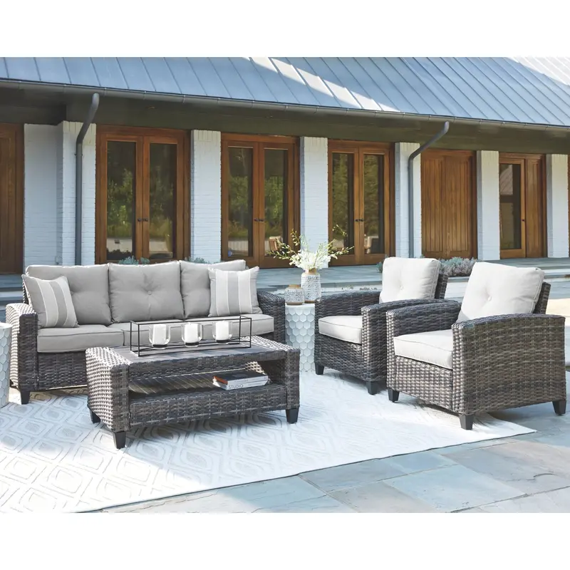 Cloverbrooke Gray Outdoor Living Set: Sofa, Chairs & Coffee Table (4-Piece) 2