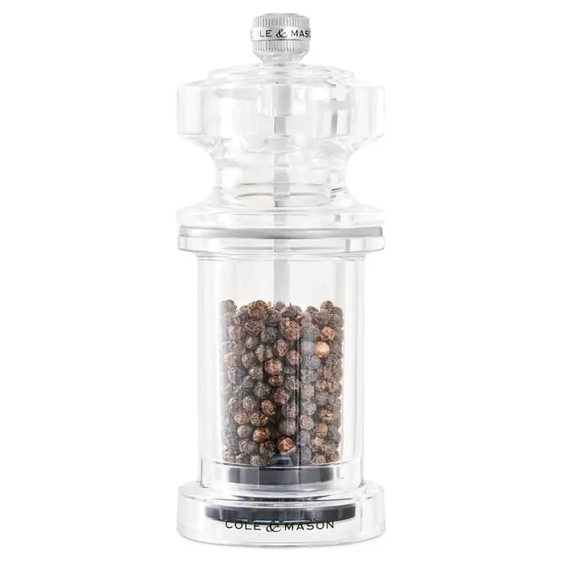 Cole & Mason 605 Acrylic Manual Pepper Mill – Sleek Transparent Grinder 1