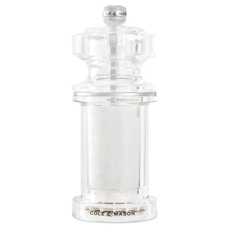 Cole & Mason 605 Acrylic Manual Salt Mill – Clear Contemporary Grinder 1