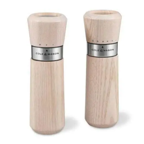 Cole & Mason Lyndhurst Salt And Pepper Mill Set – Matching Wood & Stainless Steel Pair 1