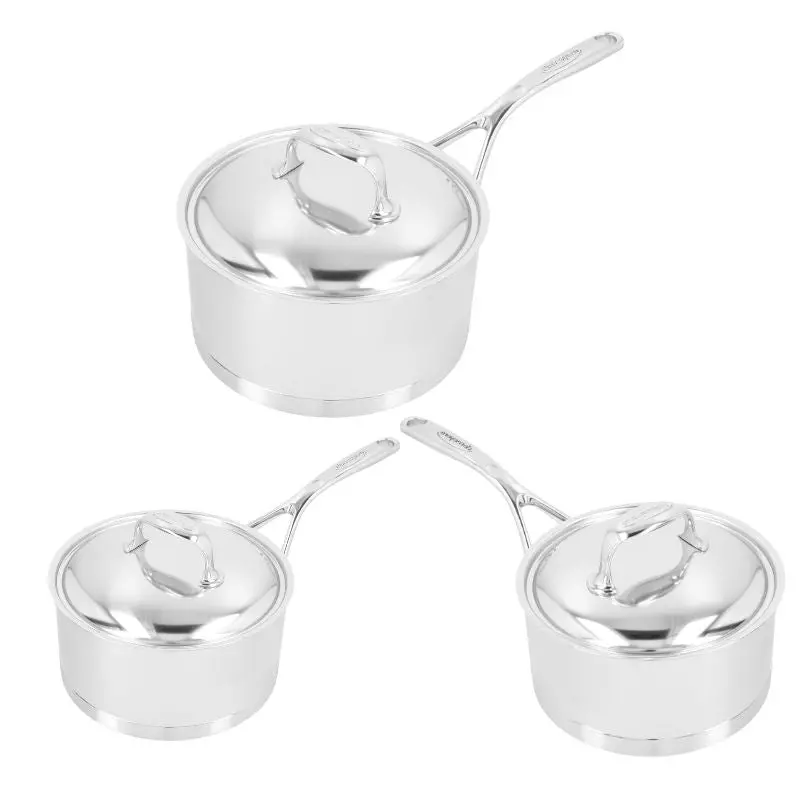 Demeyere Atlantis Tri-Ply Saucepan Set (16/18/20Cm) With Lids 1