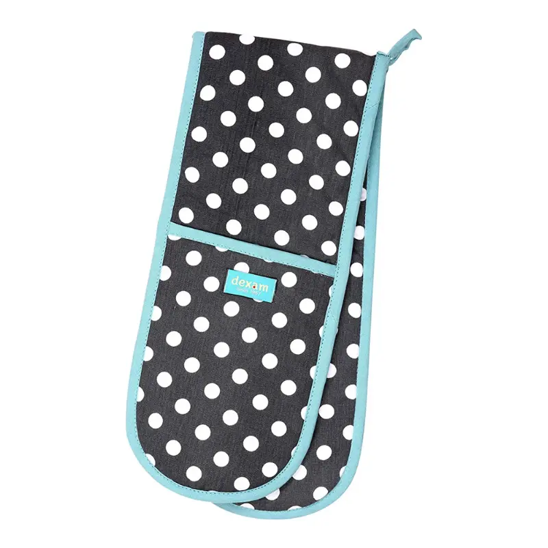 Dexam Slate Grey Polka Dot Double Oven Glove Set 1