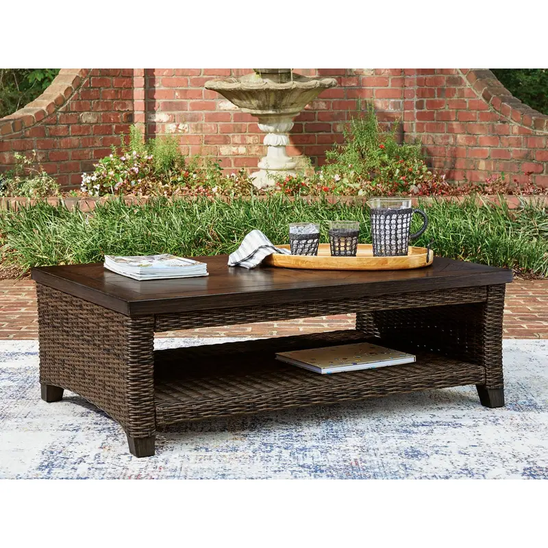 Drakes Beach Teak-Finish Outdoor Coffee Table 2