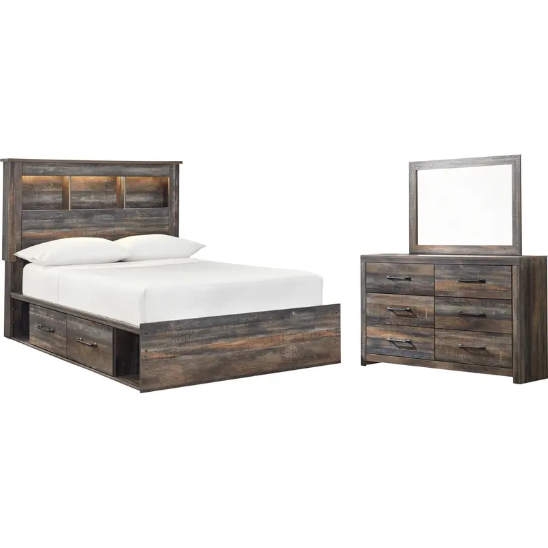 Drystan Full Bookcase Bed With Dual-Drawer Nightstands – 5-Piece Bedroom Set 1