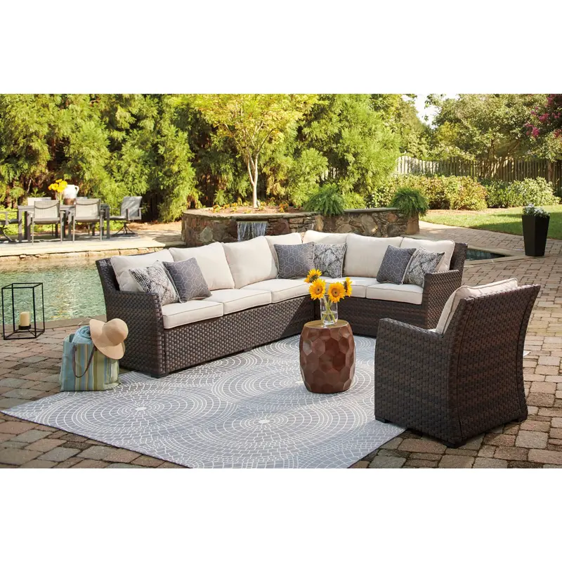 Easy Isle Outdoor Sectional Sofa And Lounge Chair Set 2
