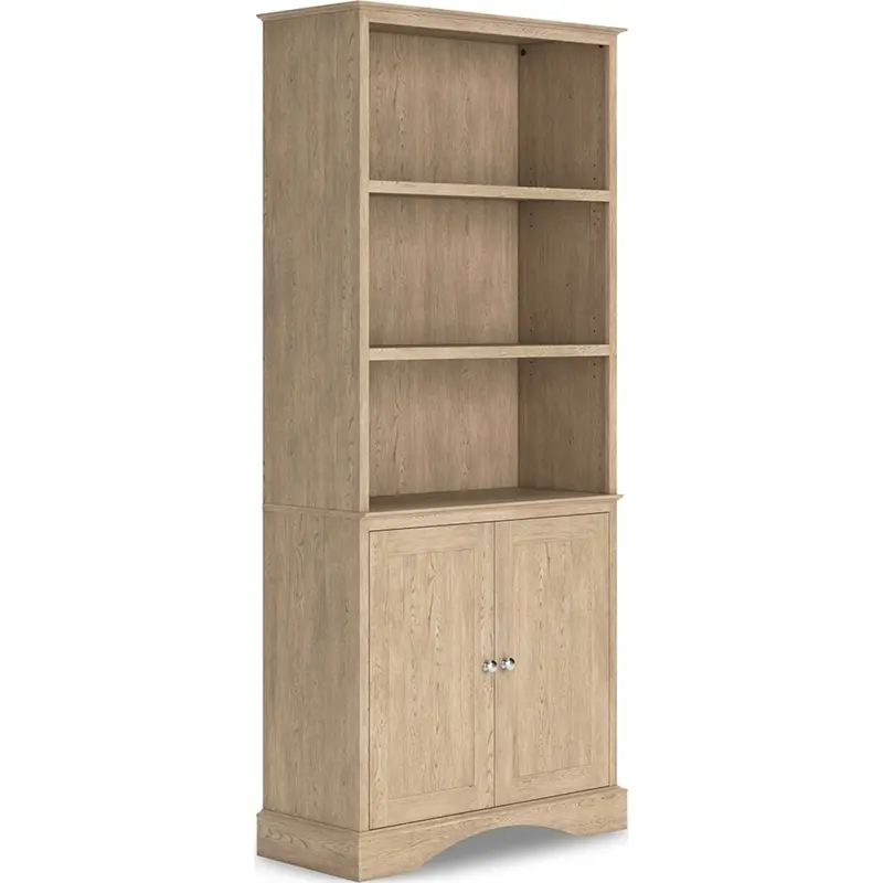 Elmferd 5-Shelf Open Bookcase – Natural Wood Finish And Clean Lines 1