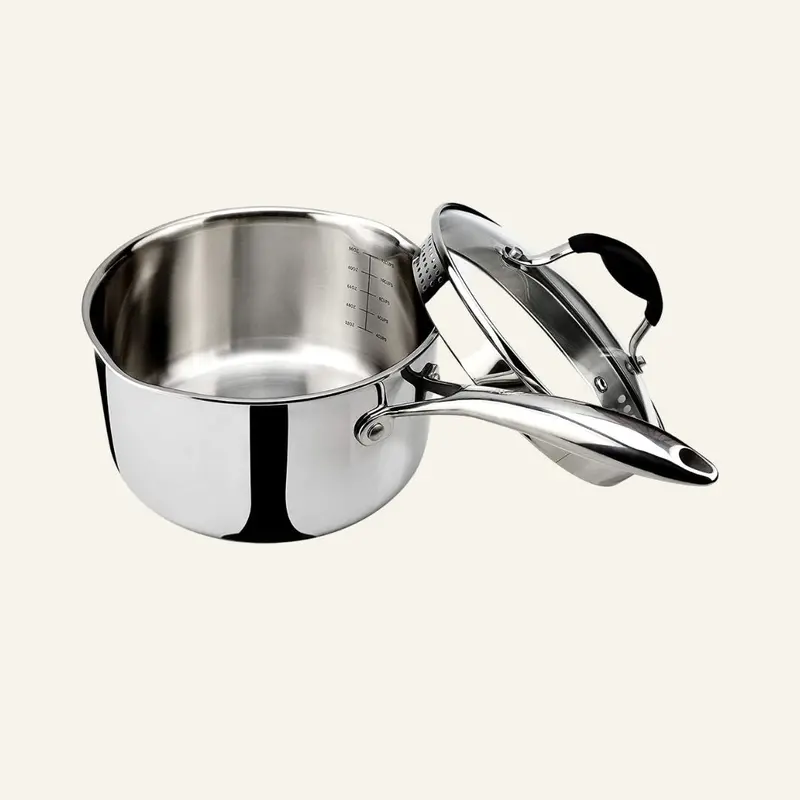 Essential Tri-Ply Stainless Steel Saucepan – Even-Heat Base 1