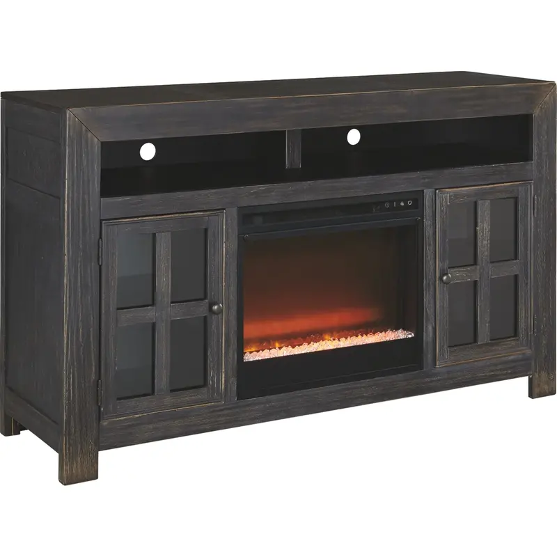 Gavelston Glass-Stone Electric Fireplace Tv Stand 1