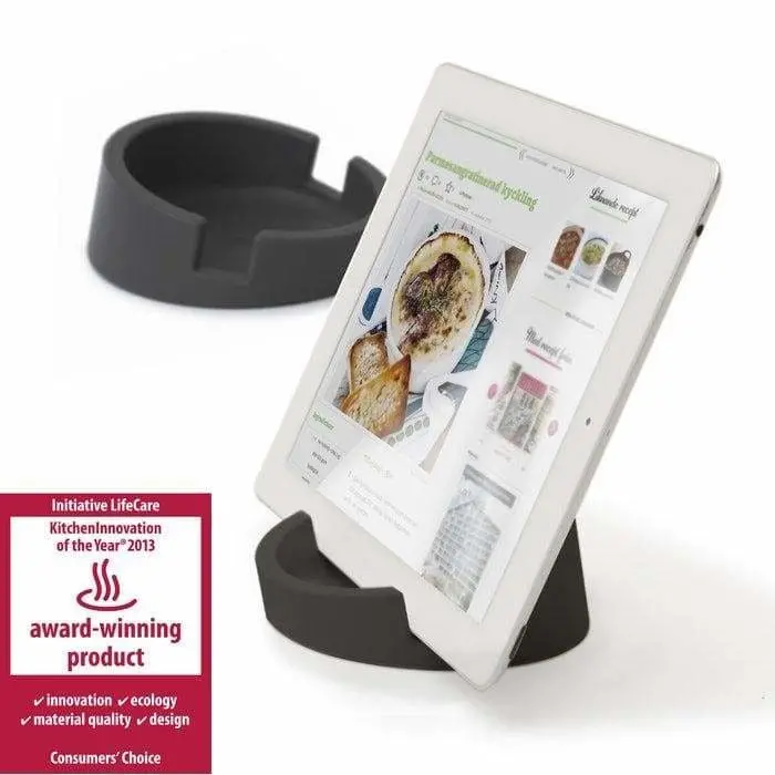 Grey Kitchen Tablet Holder And Cookbook Stand 1
