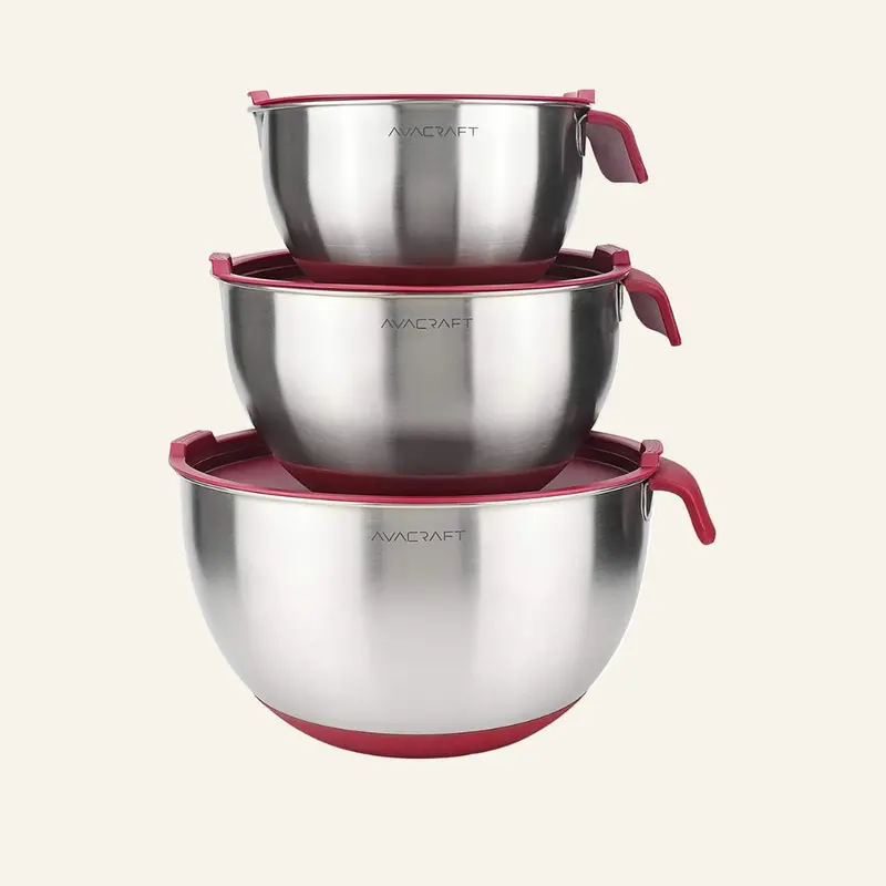 Gripmix Stainless Steel Mixing Bowl Set – Nested & Stackable 1