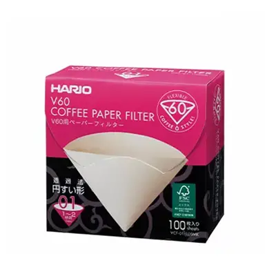 Hario V60 Paper Filters – Size 01, Medium Thickness, 100-Sheet Box 1