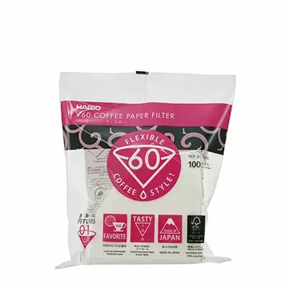 Hario V60 Paper Filters – Size 01, White, 100 Sheets Per Pack 1