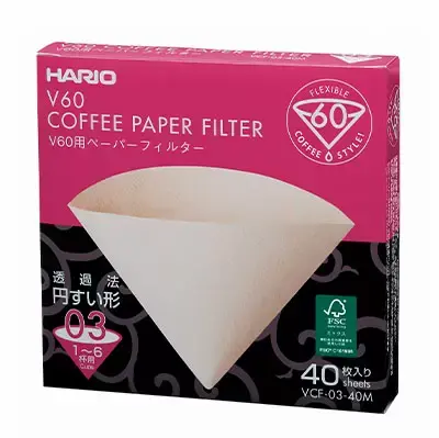 Hario V60 Paper Filters Size 03 – Medium Rim, 40-Pack 1