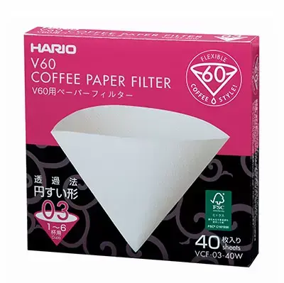 Hario V60 Paper Filters Size 03 – Wide Rim, 40-Pack 1
