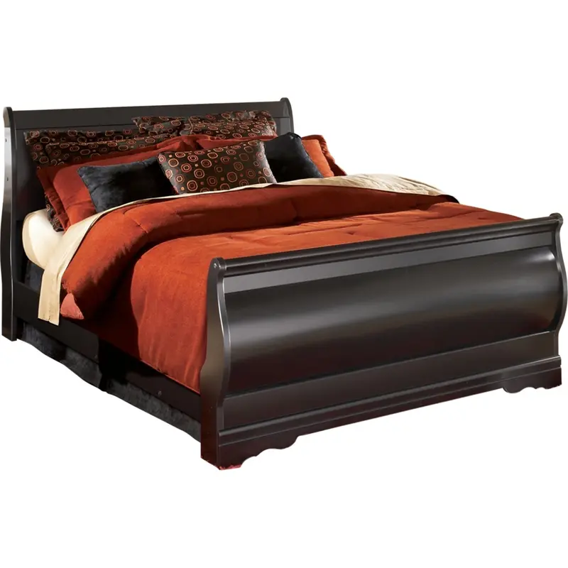 Huey Vineyard King Sleigh Bed – Hand-Finished Wood Frame With Curved Silhouette 1