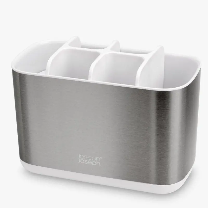 Joseph Joseph Easy-Store Large Toothbrush Caddy – Stainless Steel & White 1