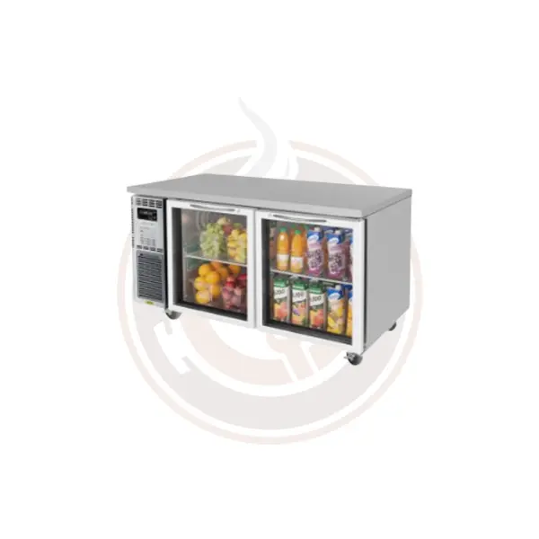 Jur-60-G-N 60-Inch Glass-Door Undercounter Refrigerated Prep Base 1