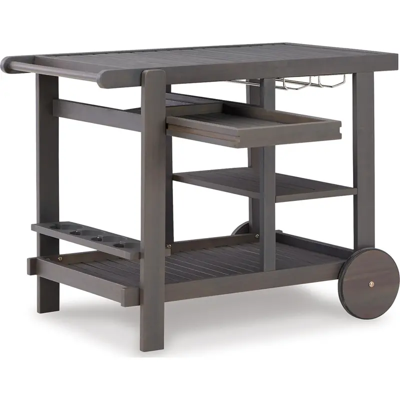 Kailani All-Weather Outdoor Serving Cart With Wine Rack 1