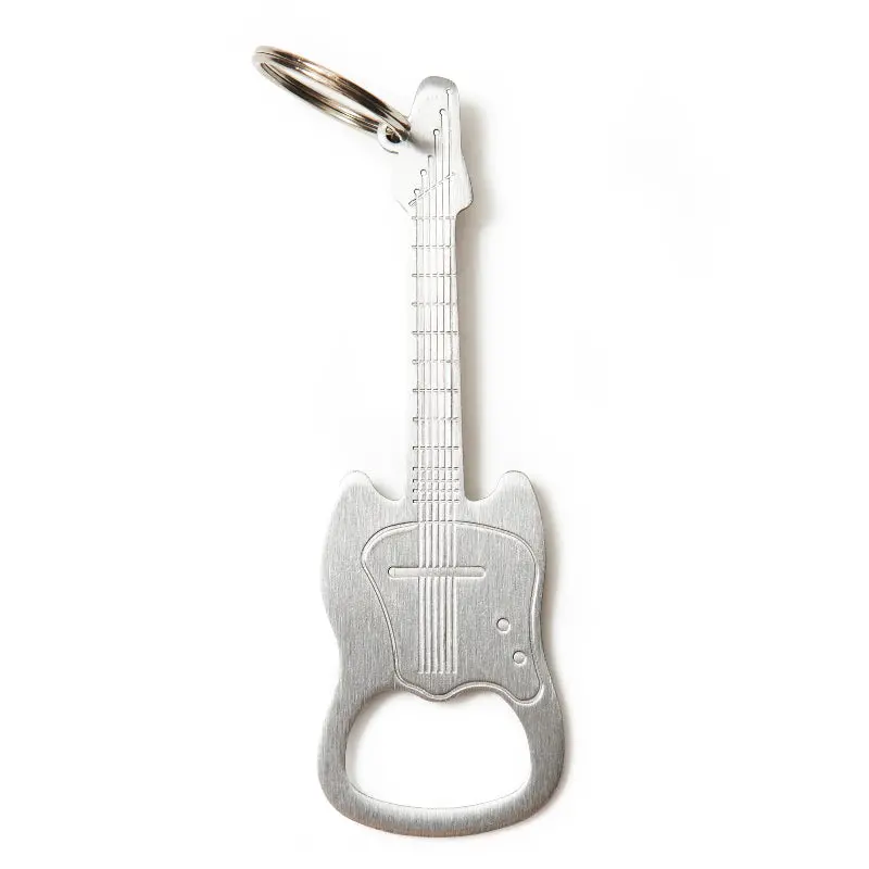 Kikkerland Guitar-Shaped Bottle Opener Keychain – Stainless Steel Bar Accessory 1