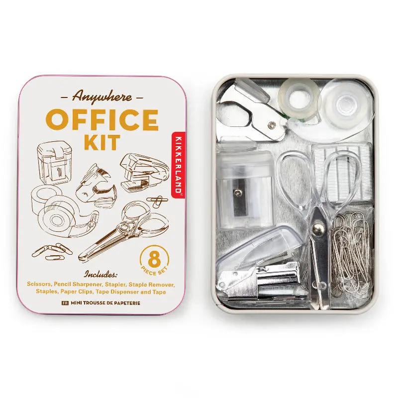 Kikkerland Metal Stationery Tin – Compact Desktop Organizer For Pens & Notes 1