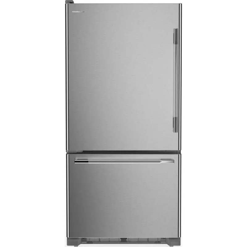 Kitchenaid 19 Cu. Ft. Bottom-Freezer Refrigerator – 30-Inch Printshield Stainless, Left-Swing Door (Krbl130Sps) 1