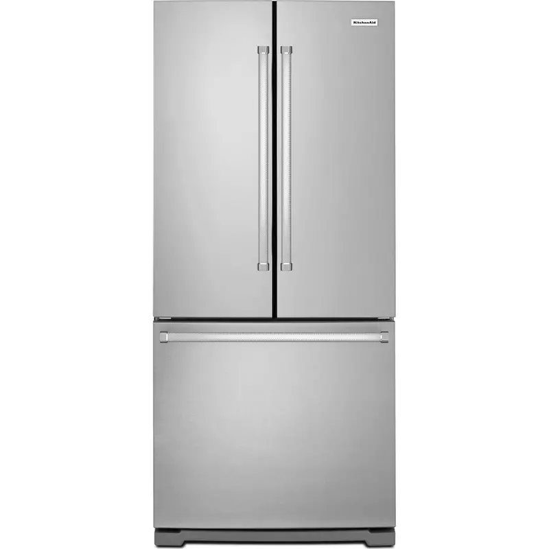 Kitchenaid 20 Cu. Ft. French Door Refrigerator – 30-Inch Wide, Standard Depth, Stainless Steel With Interior Water Dispenser (Krff300Ess) 1