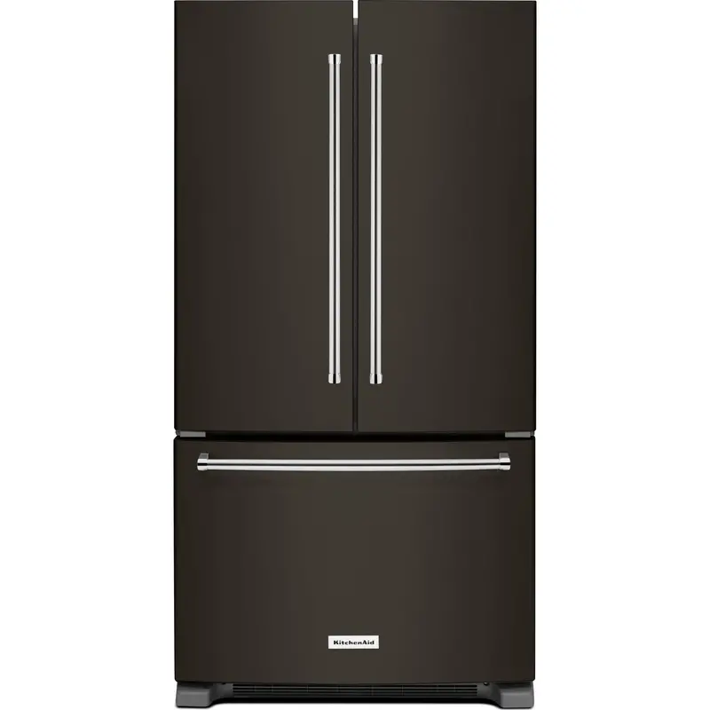 Kitchenaid 25 Cu. Ft. French Door Refrigerator – Interior Water & Ice Dispenser, Printshield™ Black Stainless (Krff305Ebs) 1