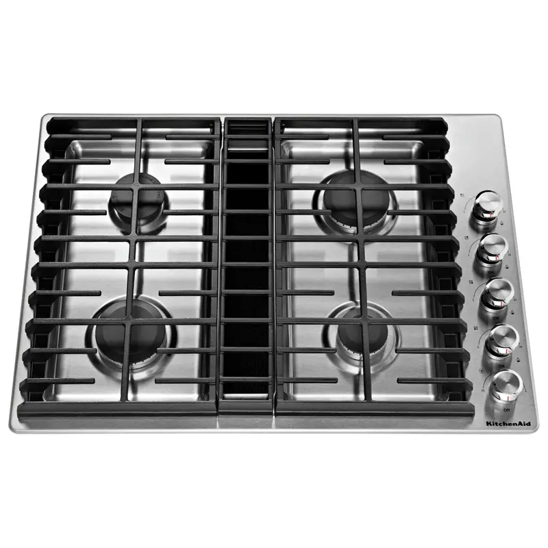 Kitchenaid 30" Gas Downdraft Cooktop – 4-Burner Stainless Steel Surface With Powerful Ventilation 1