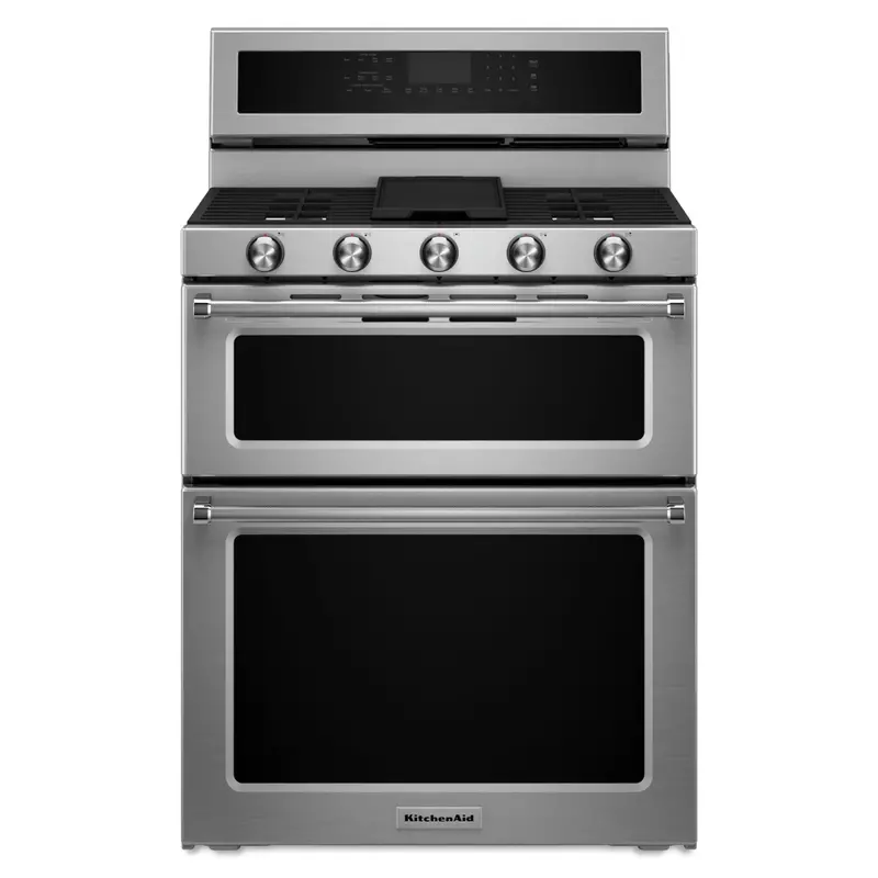 Kitchenaid 30-Inch Dual-Oven Gas Range With 5 Burners & Convection Cooking – Stainless Steel (Kfgd500Ess) 1