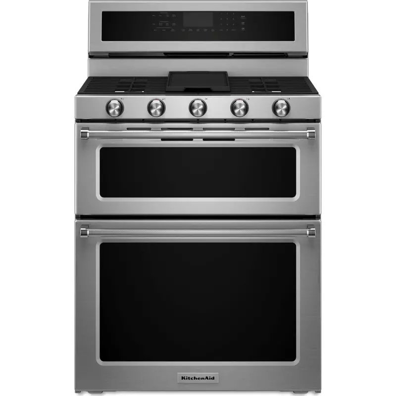 Kitchenaid 30-Inch Dual-Oven Gas Range With 5 Burners & Convection Cooking – Stainless Steel (Kfgd500Ess) 2