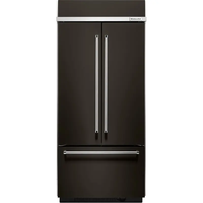 Kitchenaid 36" Built-In French Door Refrigerator – 20.8 Cu. Ft., Platinum Interior, Black-On-Stainless (Kbfn506Ebs) 1