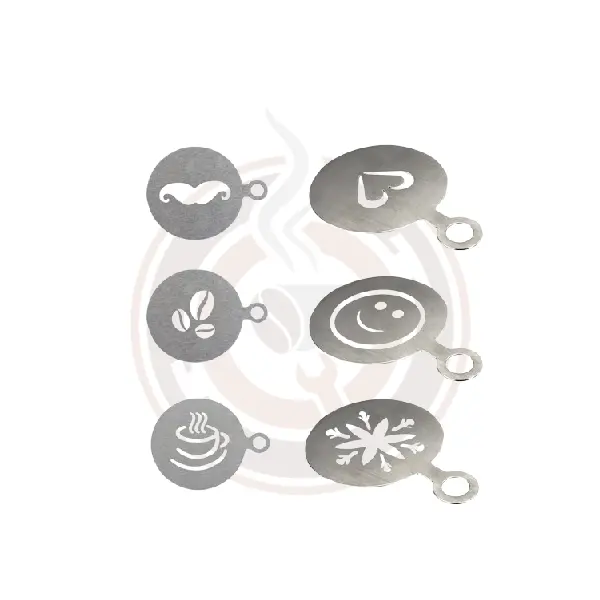 Krome Barista Stencil Set – 6-Piece Stainless Steel Design Kit 1