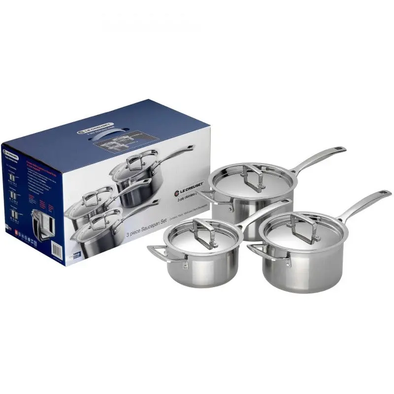 Le Creuset 3-Piece Stainless Steel Saucepan Set – 16/18/20Cm, Triple-Layer Base 1