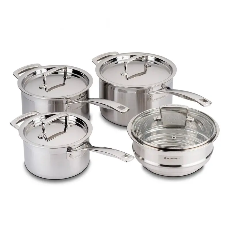 Le Creuset 3-Ply Stainless Steel Saucepan Set With Multi-Steaming Insert 1