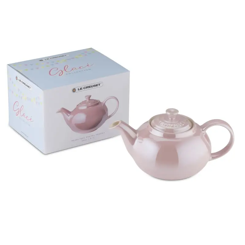Le Creuset Glacé Petite Teapot In Chiffon Pink Stoneware 2