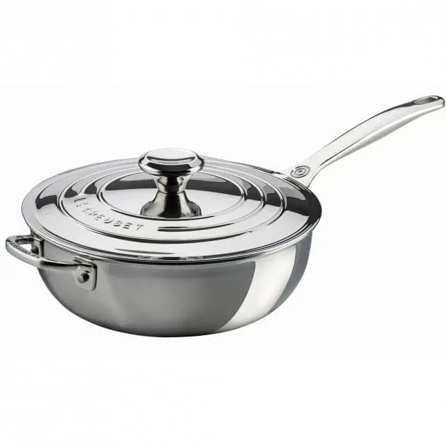 Le Creuset Signature 24Cm Stainless Steel Chef’S Pan With Lid & Helper Handle 1