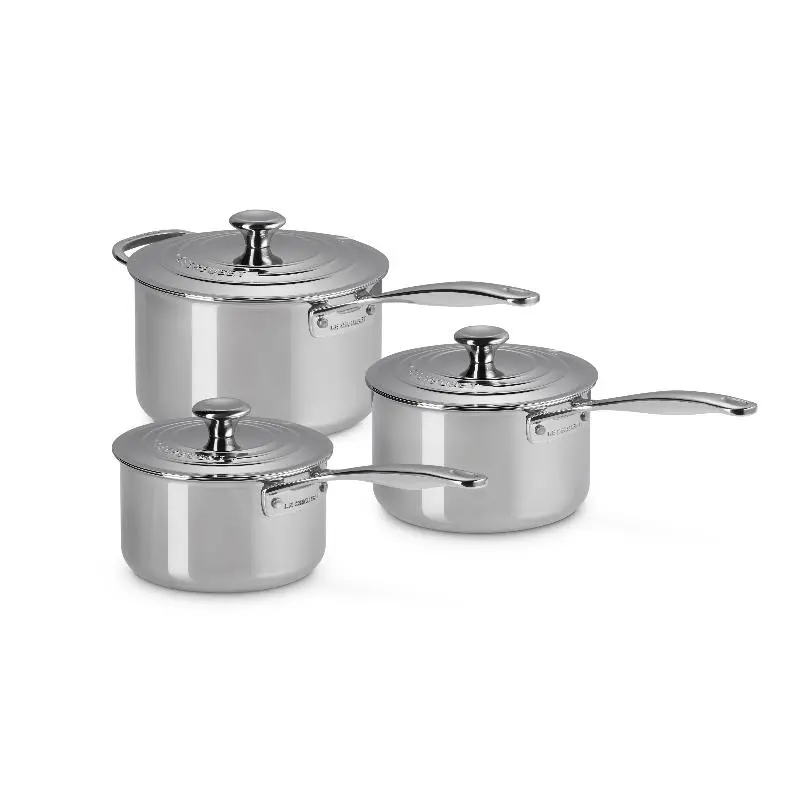 Le Creuset Signature 3-Piece Stainless Steel Saucepan Set 1