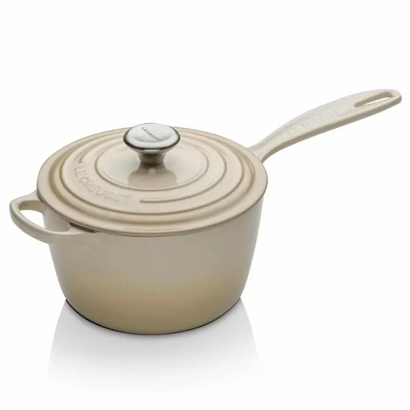 Le Creuset Signature Cast Iron Saucepan – 1.3L Almond 1